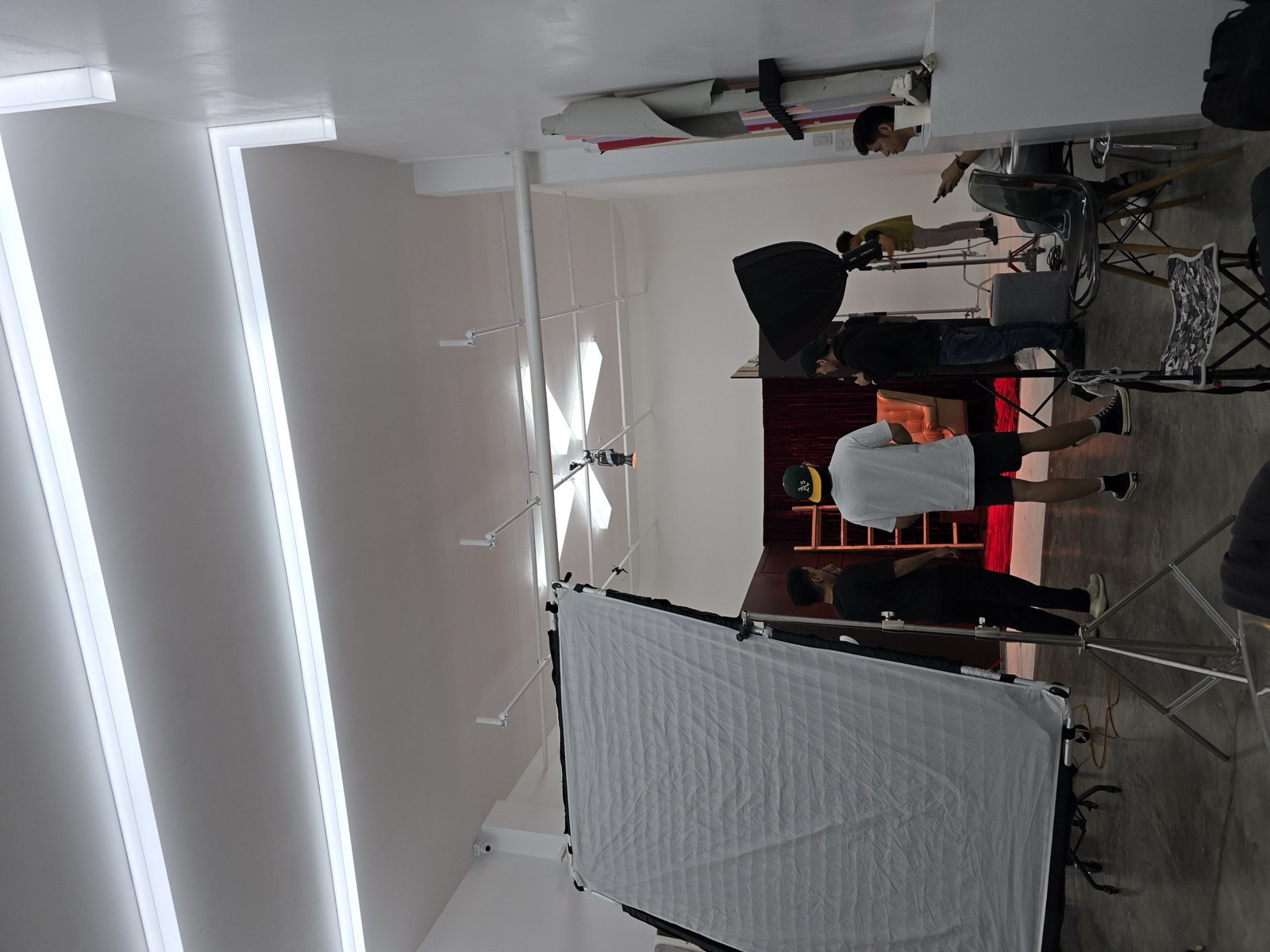 Full crew on set, editorial shoot in progress