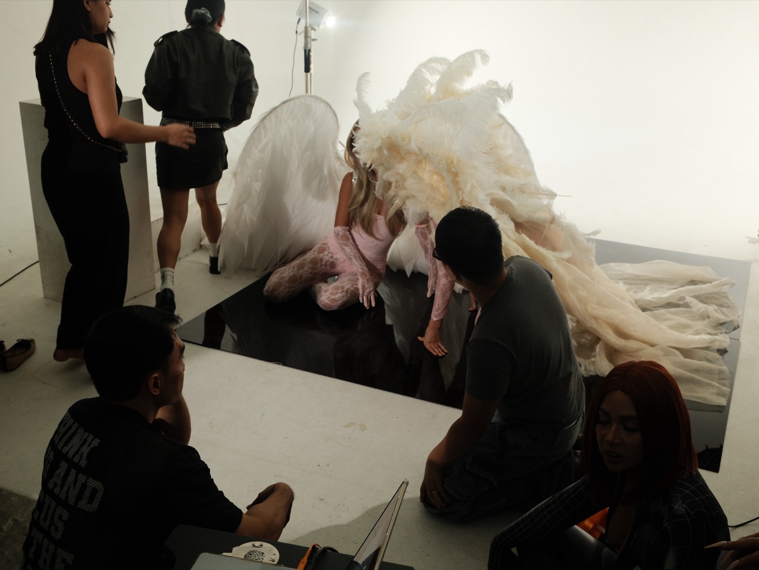 Set dressing in progress on the PioneerX shooting floor